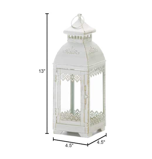13" Rustic Metal White Lace Victorian Style Domed Lantern